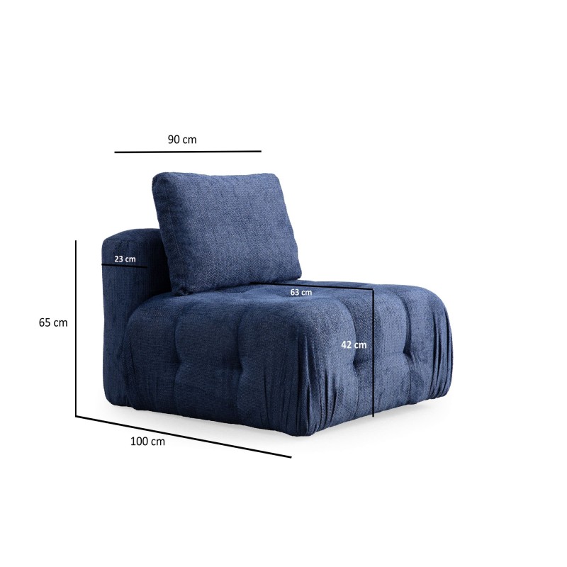 Corner Sofa Amaris 3 Seater With Pouffe - Navy Blue Navy Blue