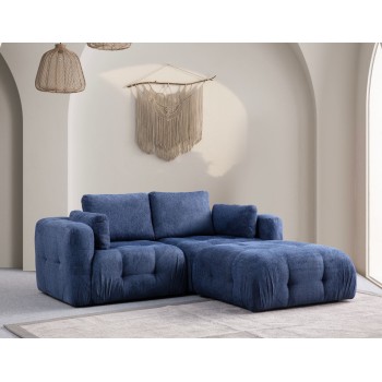 Corner Sofa Amaris 2 Seater With Pouffe - Navy Blue Navy Blue