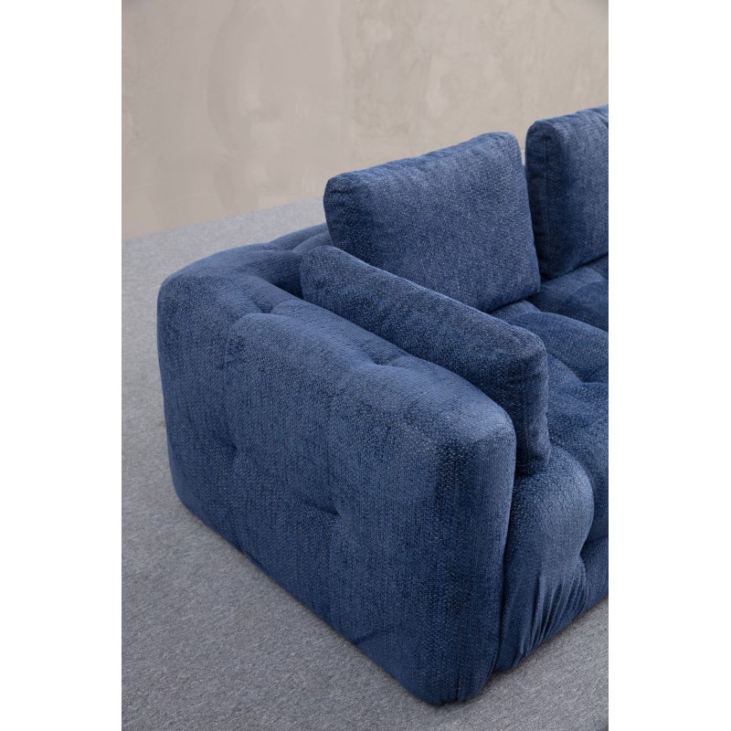 Corner Sofa Amaris 2 Seater With Pouffe - Navy Blue Navy Blue