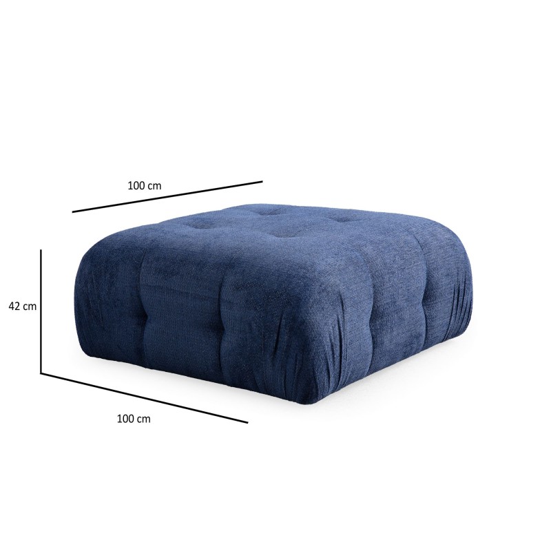 Corner Sofa Amaris 2 Seater With Pouffe - Navy Blue Navy Blue