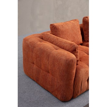 Corner Sofa Amaris 3 Seater With Pouffe - Orange Orange