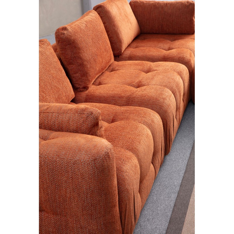 Corner Sofa Amaris 3 Seater With Pouffe - Orange Orange