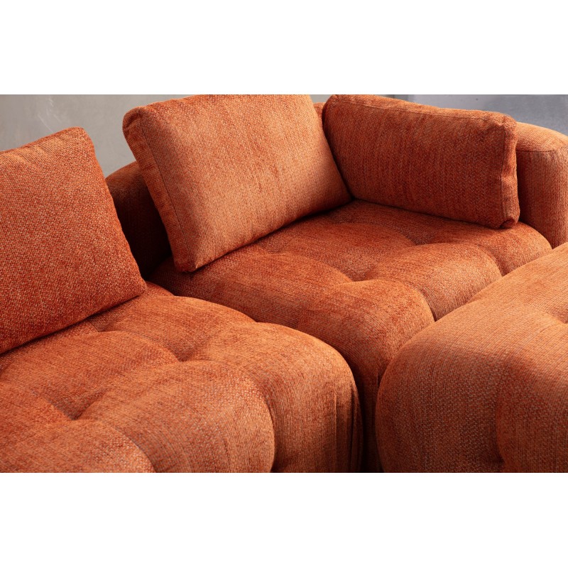 Corner Sofa Amaris 3 Seater With Pouffe - Orange Orange