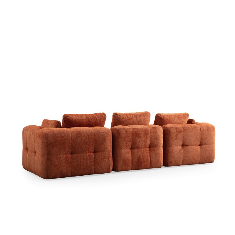 Corner Sofa Amaris 3 Seater With Pouffe - Orange Orange