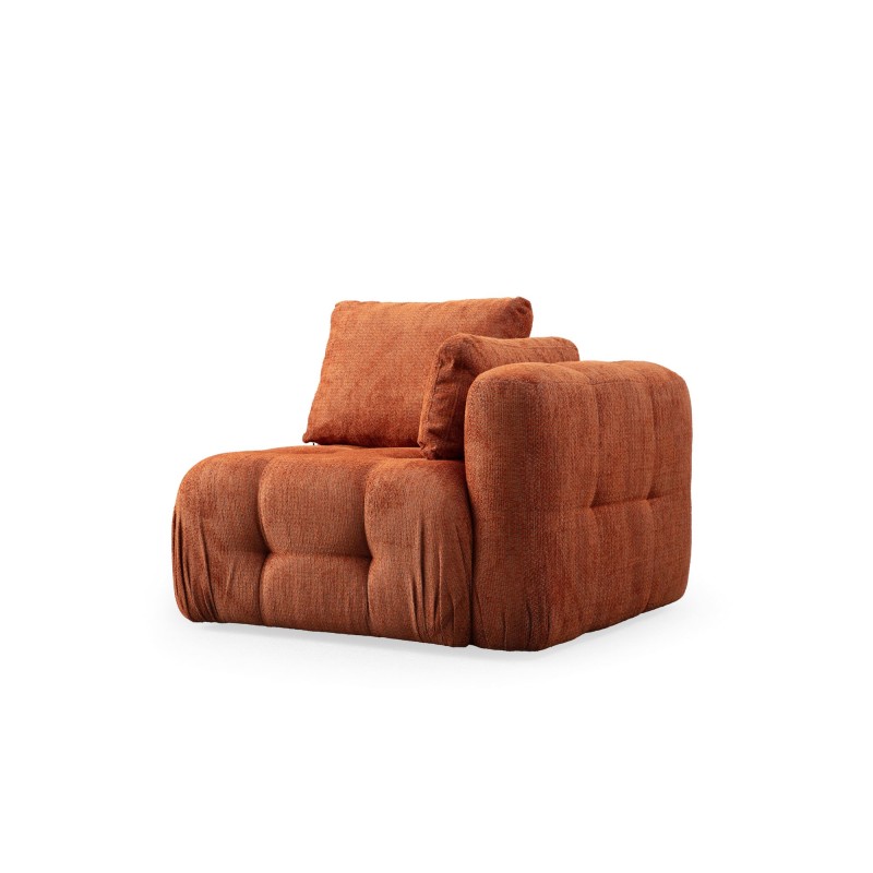 Corner Sofa Amaris 3 Seater With Pouffe - Orange Orange