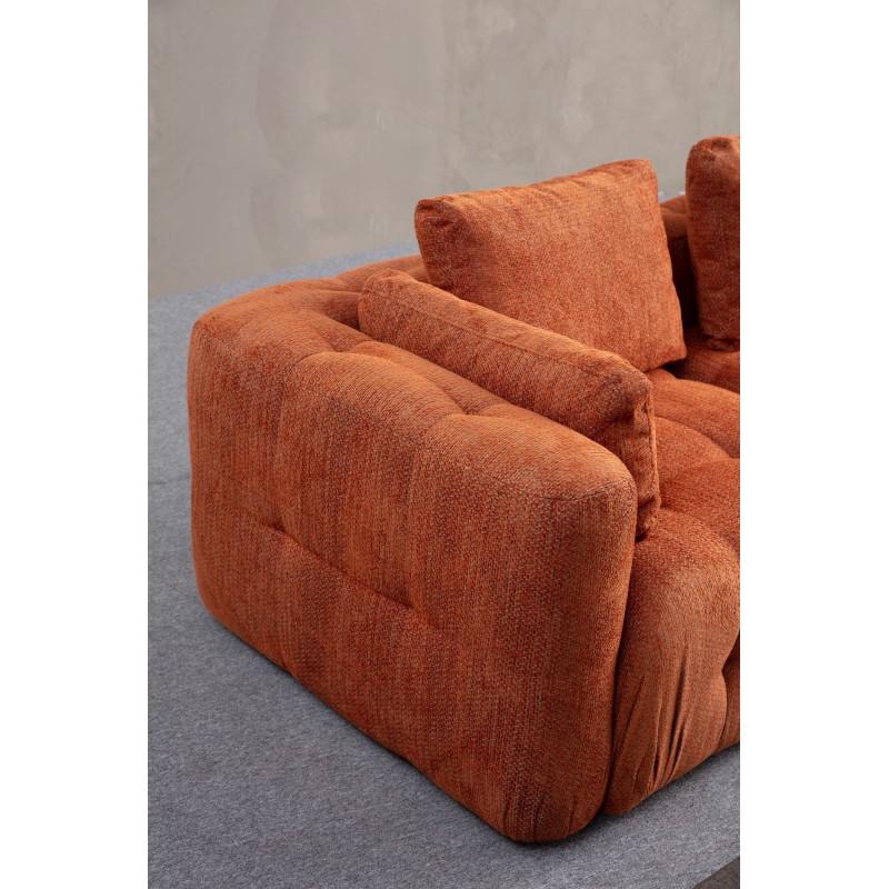 Corner Sofa Amaris 2 Seater With Pouffe - Orange Orange
