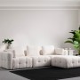 Corner Sofa Amaris 3 Seater With Pouffe - White White