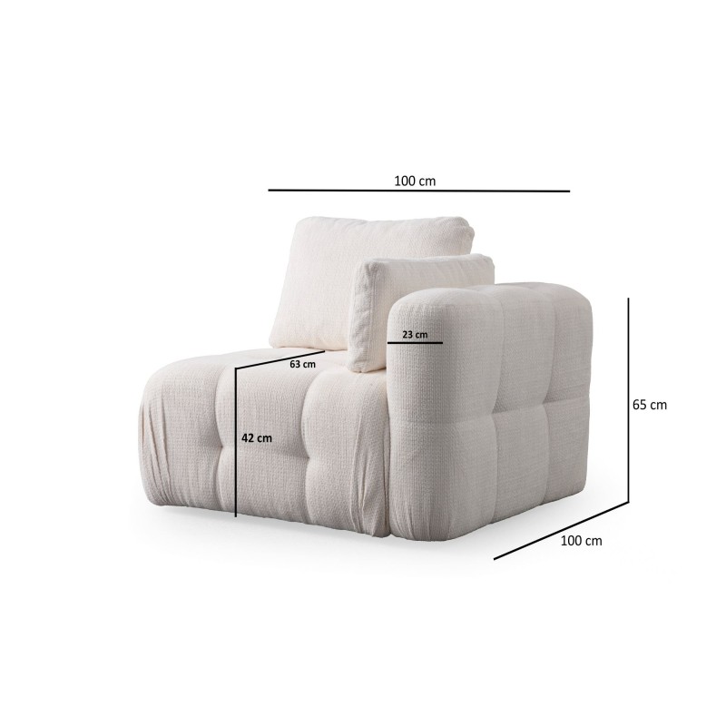 Corner Sofa Amaris 3 Seater With Pouffe - White White