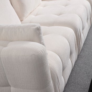 Corner Sofa Amaris 3 Seater With Pouffe - White White