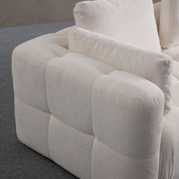 Corner Sofa Amaris 3 Seater With Pouffe - White White