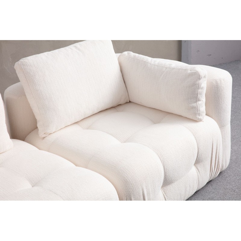 Corner Sofa Amaris 3 Seater With Pouffe - White White