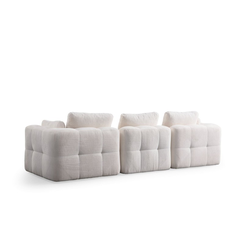 Corner Sofa Amaris 3 Seater With Pouffe - White White