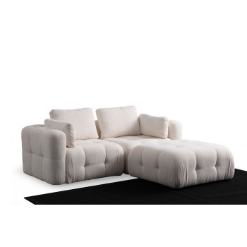 Corner Sofa Amaris 2 Seater With Pouffe -White White
