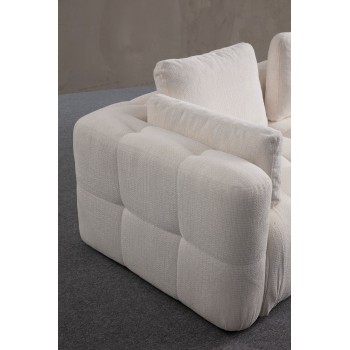 Corner Sofa Amaris 2 Seater With Pouffe -White White