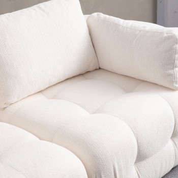 Corner Sofa Amaris 2 Seater With Pouffe -White White