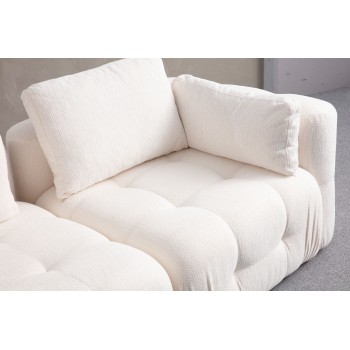 Corner Sofa Amaris 2 Seater With Pouffe -White White