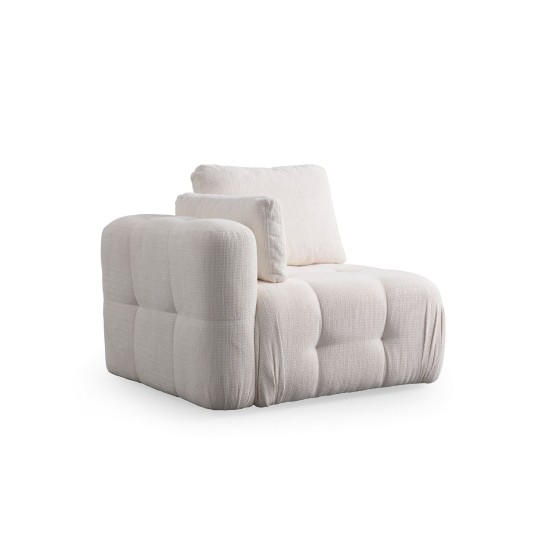 Corner Sofa Amaris 2 Seater With Pouffe -White White
