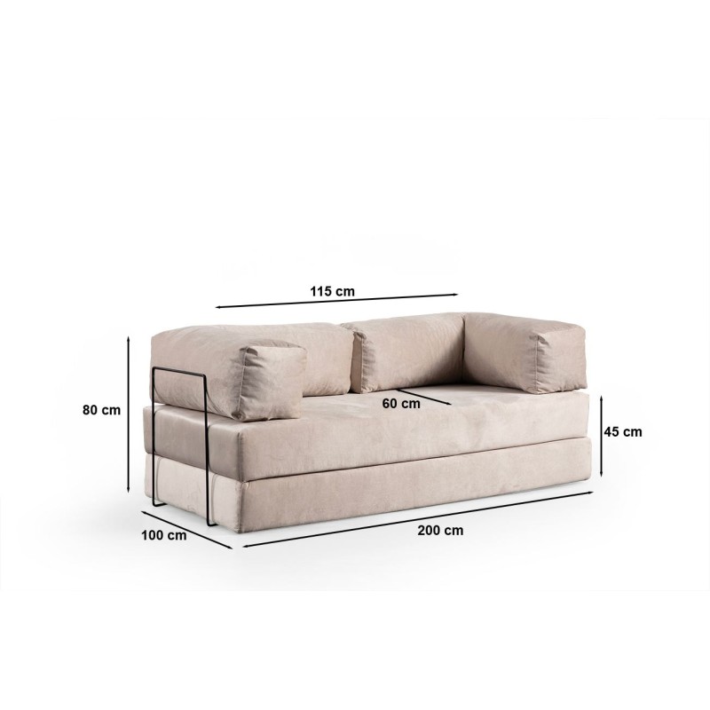 2-Seat Sofa-Bed Via Con - Cream Cream