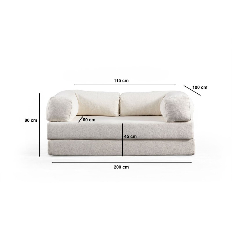 2-Seat Sofa-Bed Via Con - White White