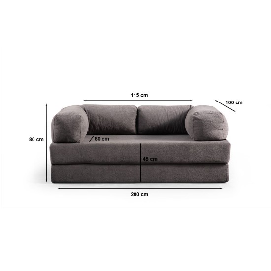 2-Seat Sofa-Bed Via Con - Grey Grey 2-Seat Sofa-Bed Via Con - Grey Grey