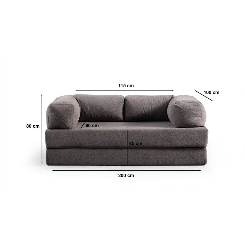 2-Seat Sofa-Bed Via Con - Grey Grey