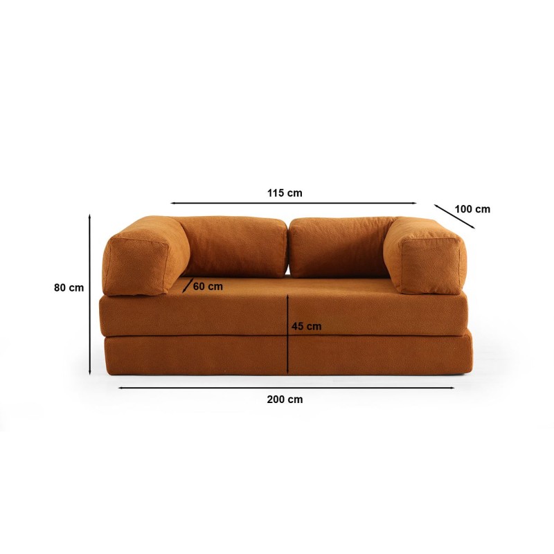 2-Seat Sofa-Bed Via Con - Orange Orange