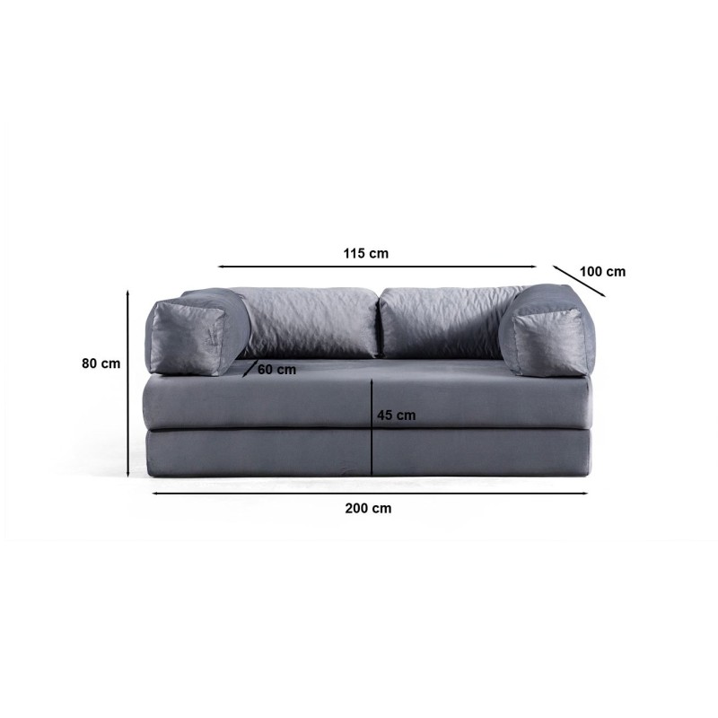 2-Seat Sofa-Bed Via Con - Pale Grey Pale Grey