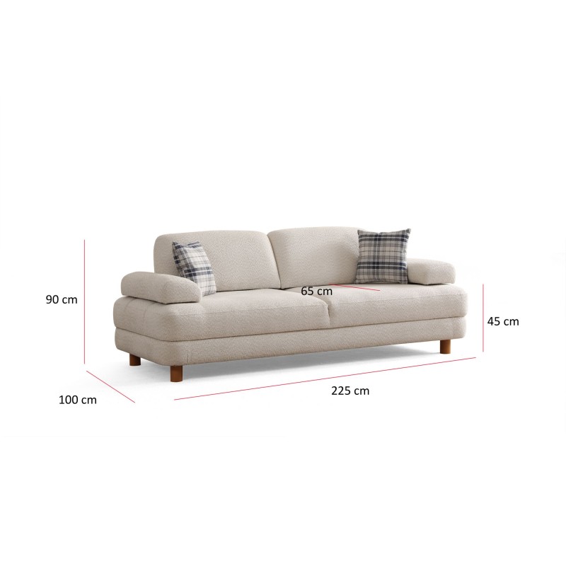 3-Seat Sofa-Bed Nice 3 Seater - Cream Cream