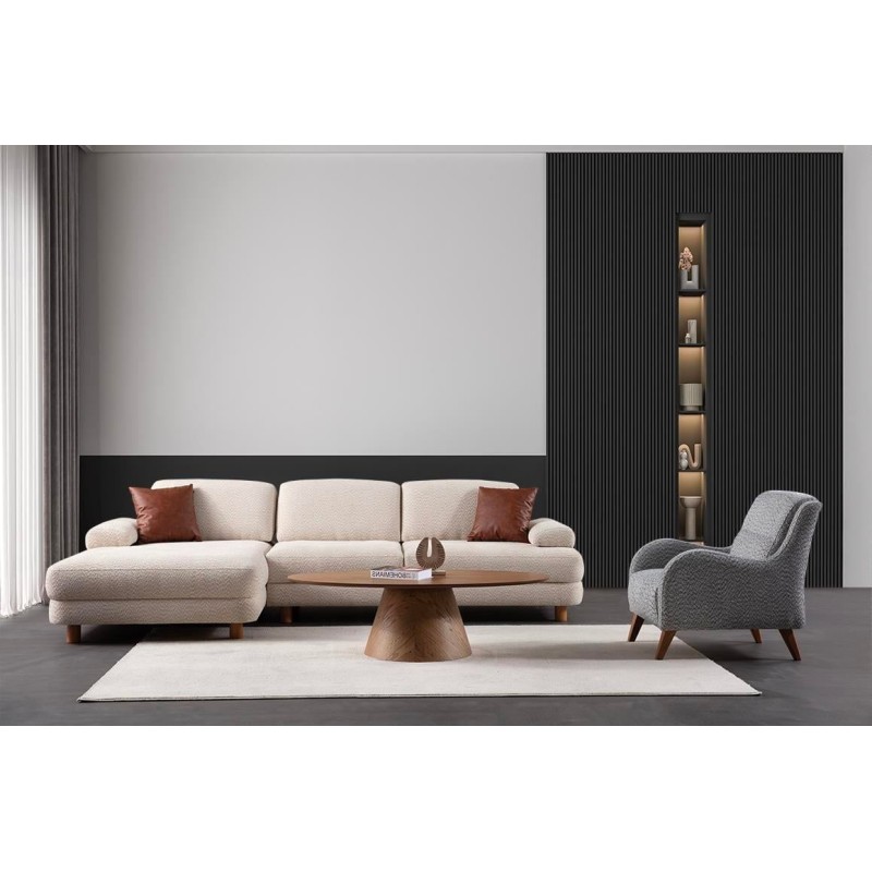 Corner Sofa-Bed Nice L Corner Left - Cream Cream