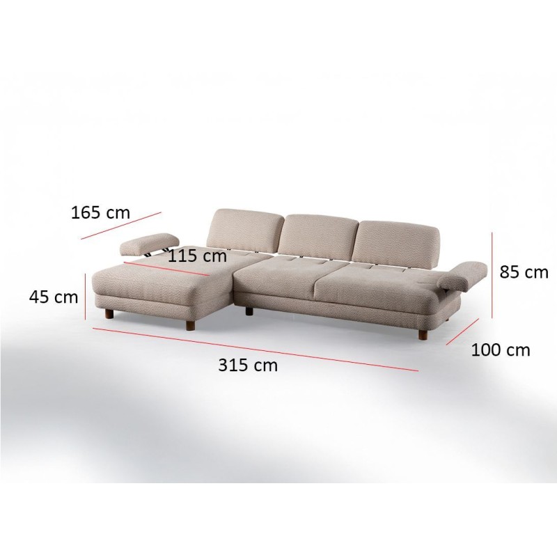 Corner Sofa-Bed Nice L Corner Left - Cream Cream