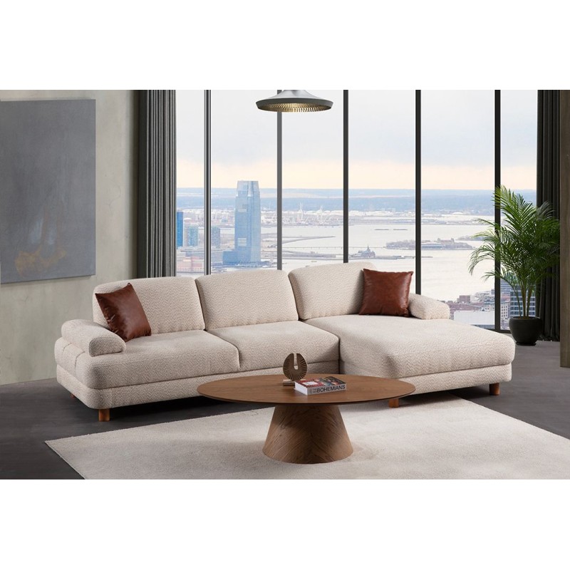 Corner Sofa-Bed Nice L Corner Right - Cream Cream