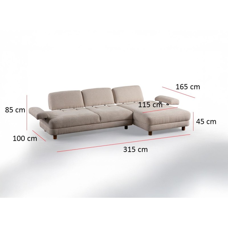 Corner Sofa-Bed Nice L Corner Right - Cream Cream