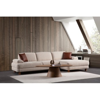 Corner Sofa-Bed Nice L Corner Right - Cream Cream