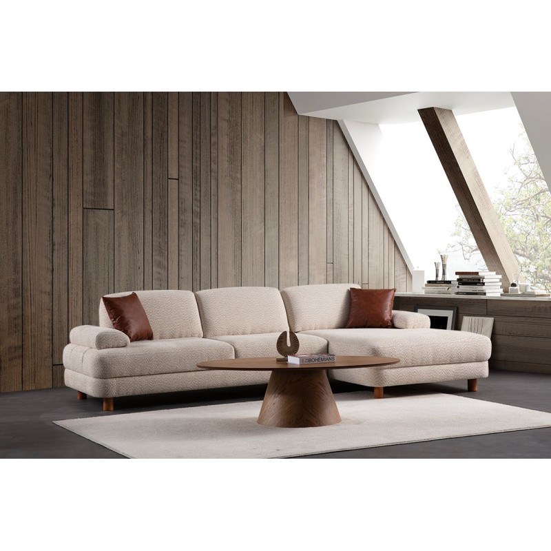 Corner Sofa-Bed Nice L Corner Right - Cream Cream