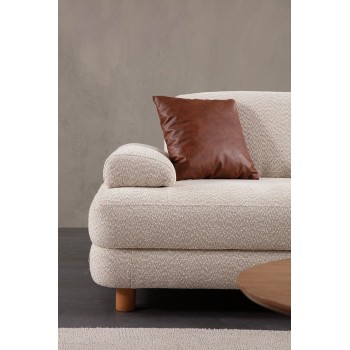 Corner Sofa-Bed Nice L Corner Right - Cream Cream