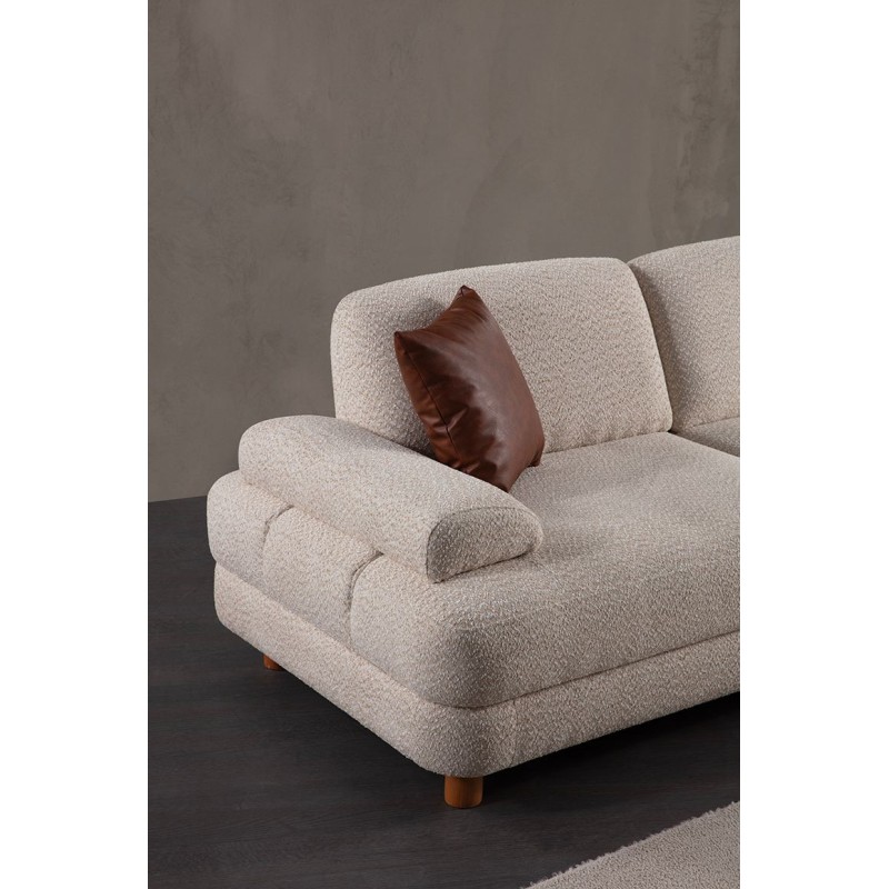 Corner Sofa-Bed Nice L Corner Right - Cream Cream