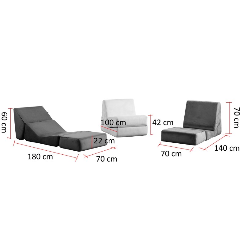 1-Seat Sofa-Bed Origami Convertable - Grey Grey