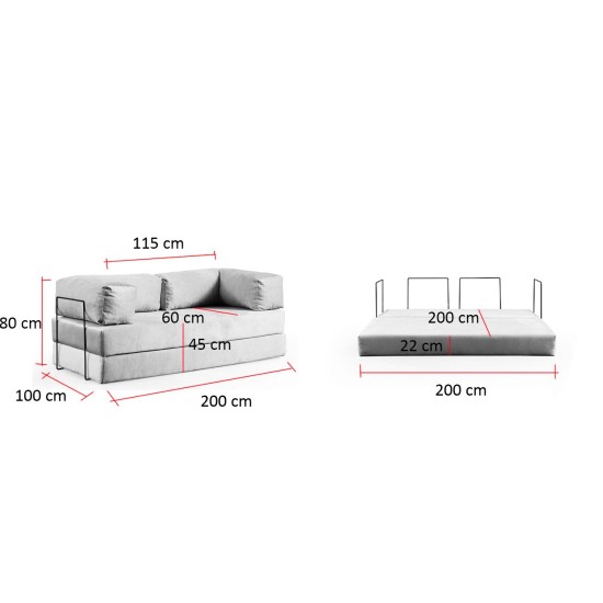 2-Seat Sofa-Bed Via Con - Ecru Ecru