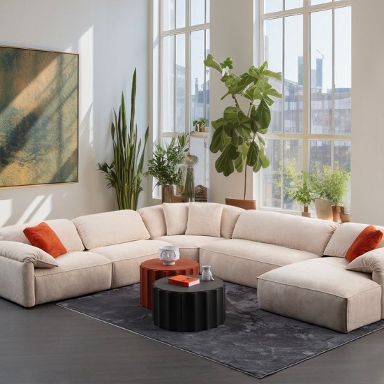 Γωνιακός Καναπές - Flamingo Corner 1 (L1+O1+C+O2+Chlr) - Χρώμα Cream - 335x385x105εκ