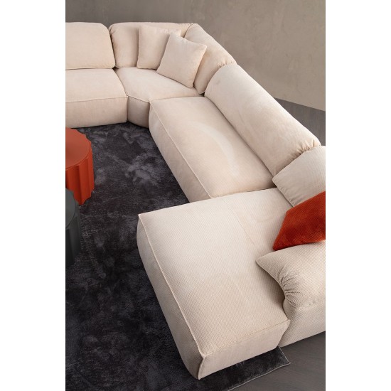 Γωνιακός Καναπές - Flamingo Corner 1 (L1+O1+C+O2+Chlr) - Χρώμα Cream - 335x385x105εκ