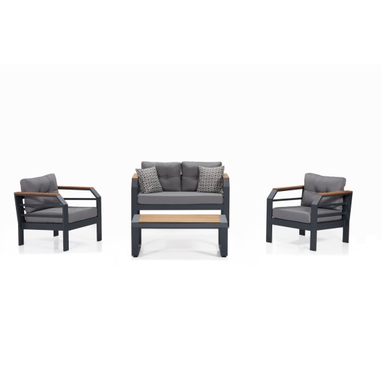 Garden Lounge Set Assento 2+1+1+S - Grey, Black Grey
Black