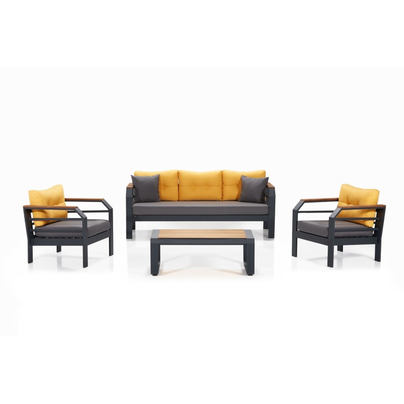 Garden Lounge Set Assento 3+1+1+S - Yellow, Black, Grey Yellow
Grey
Black