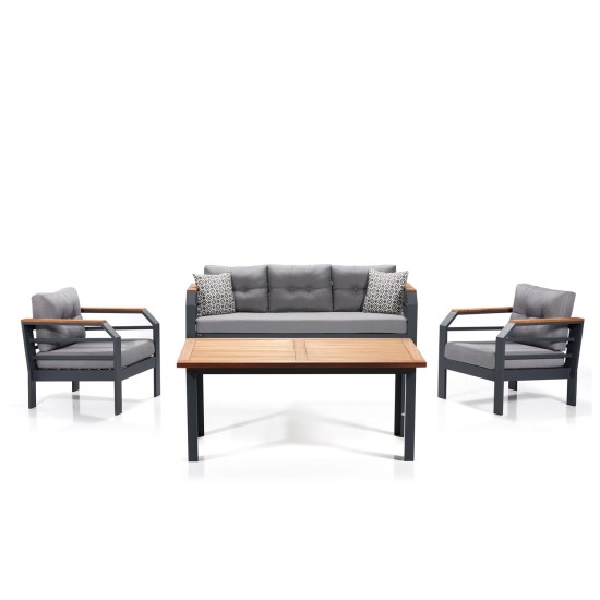 Garden Lounge Set Assento 3+1+1+M - Grey, Black Grey
Black
