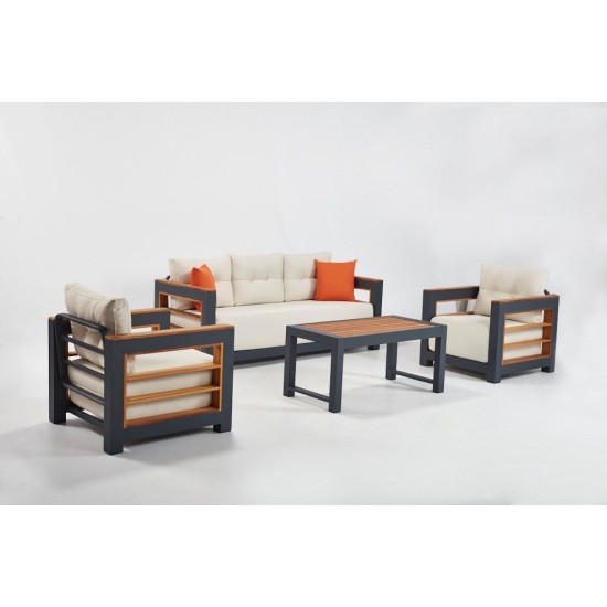 Garden Lounge Set Larix - White White