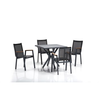 Garden Table & Chairs Set (5 Pieces) Samara 1 - Grey, Black Grey
Black