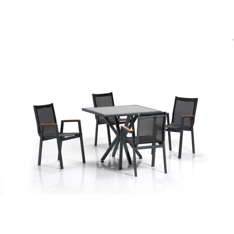 Garden Table & Chairs Set (5 Pieces) Samara 2 - Grey, Black Grey
Black