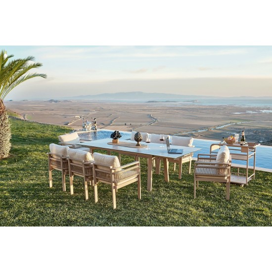 Garden Table & Chairs Set (8 Pieces) Venedik Ceramic Beige