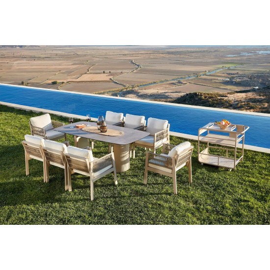 Garden Table & Chairs Set (8 Pieces) Toscana Ceramic Beige