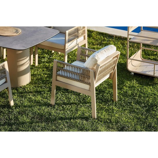 Garden Table & Chairs Set (8 Pieces) Toscana Ceramic Beige