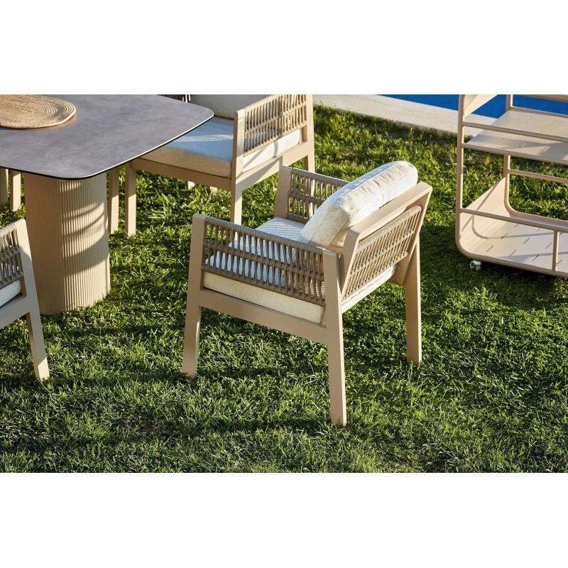 Garden Table & Chairs Set (8 Pieces) Toscana Ceramic Beige